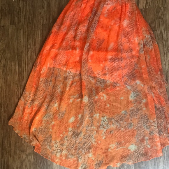 JESSICA TAYLOR ORANGE HI LOW CHIFFON DRESS - Picture 5 of 8